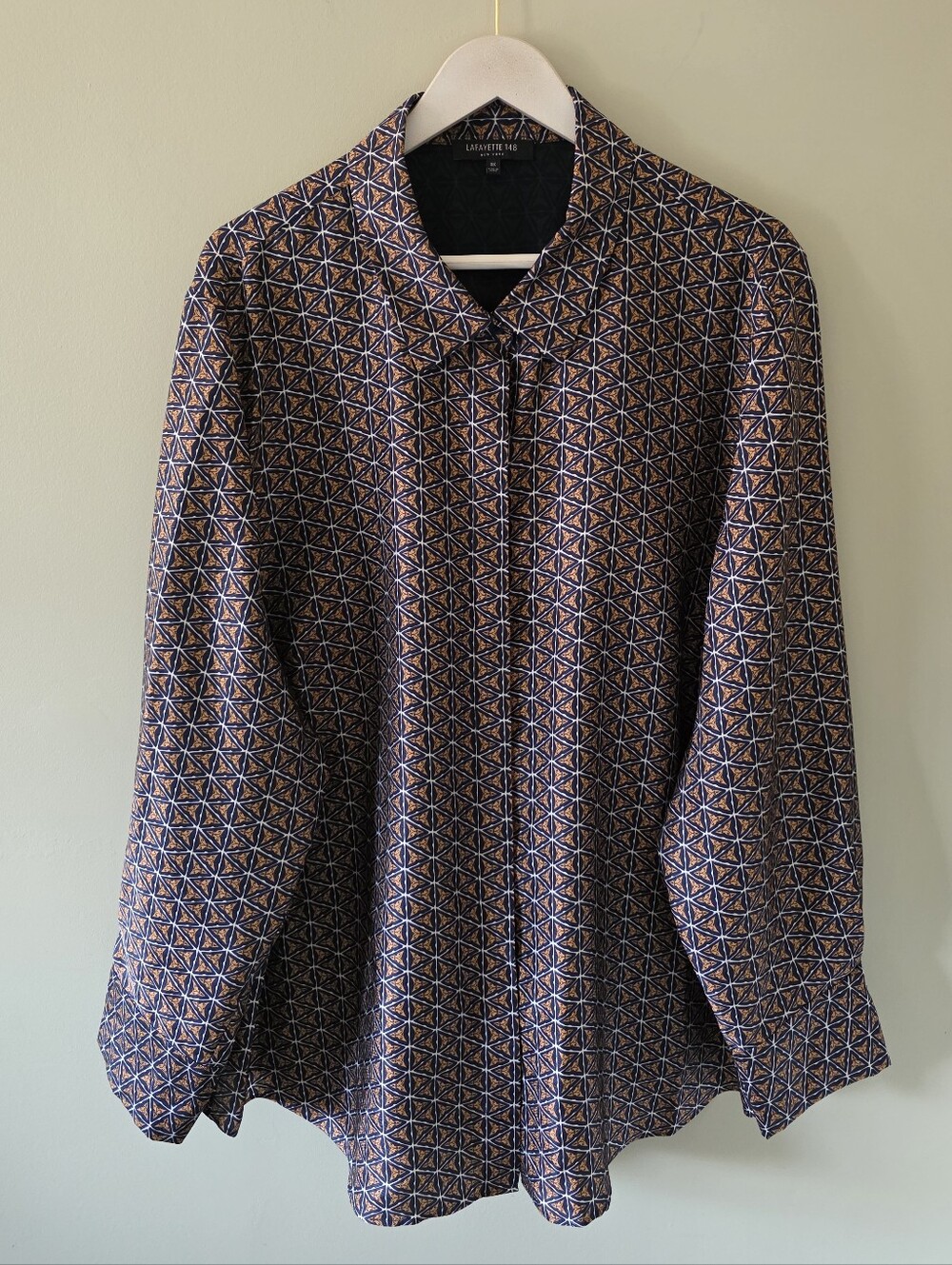 NWOT Lafayette 148 3X Old Money Classic Romantic Feminine Retro Silk Blouse